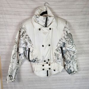 NILS SKIWEAR VINTAGE IVORY WHITE CROPPED PARKA, SZ 10
